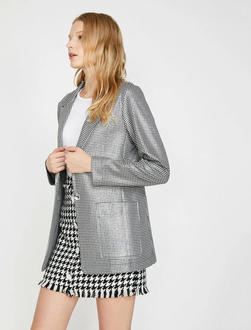 14939 Black Plaid Shimmer Jacket