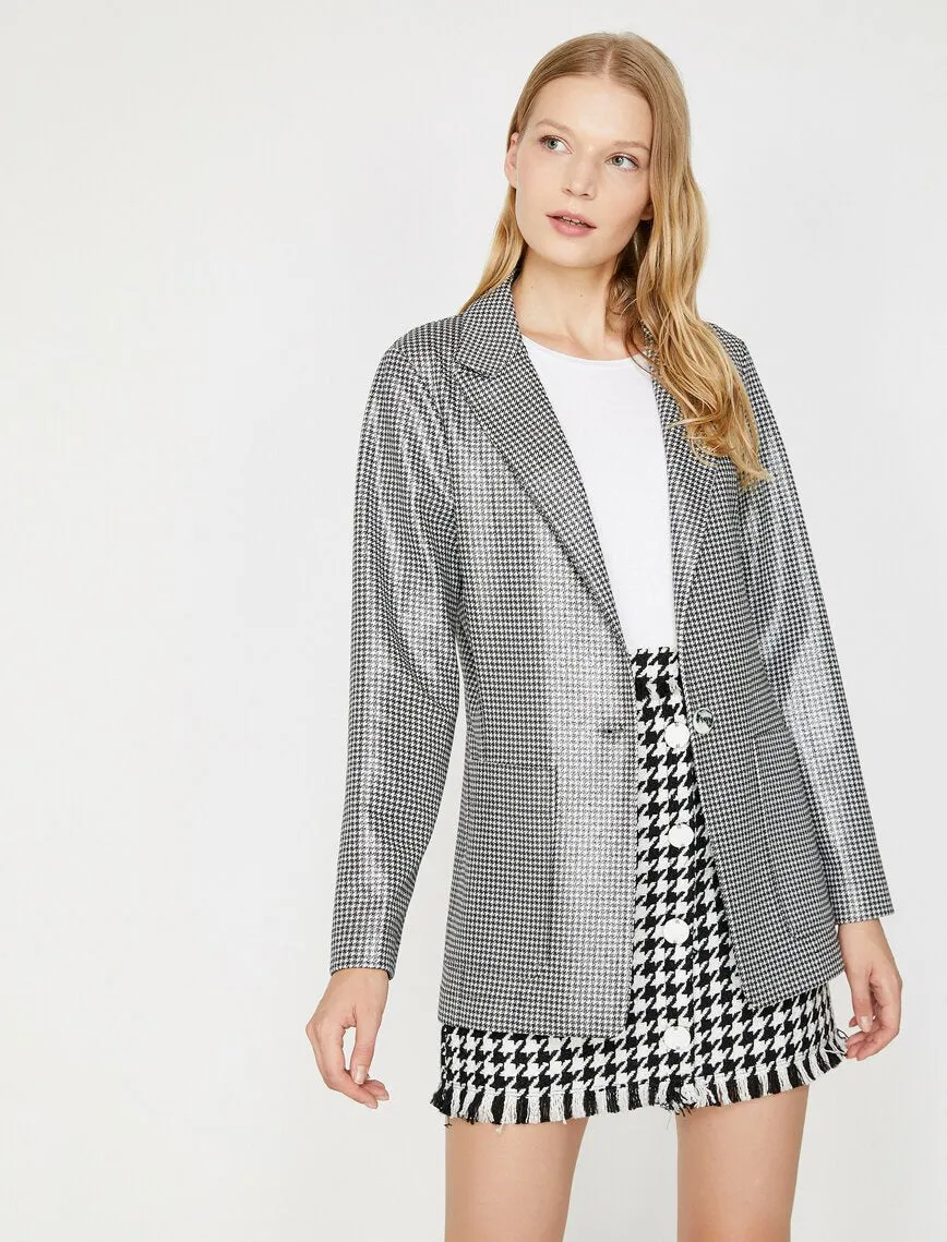 14939 Black Plaid Shimmer Jacket