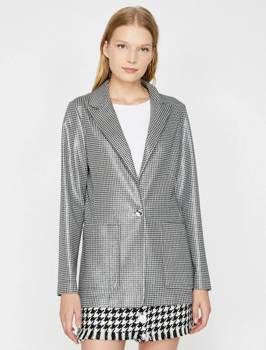 14939 Black Plaid Shimmer Jacket