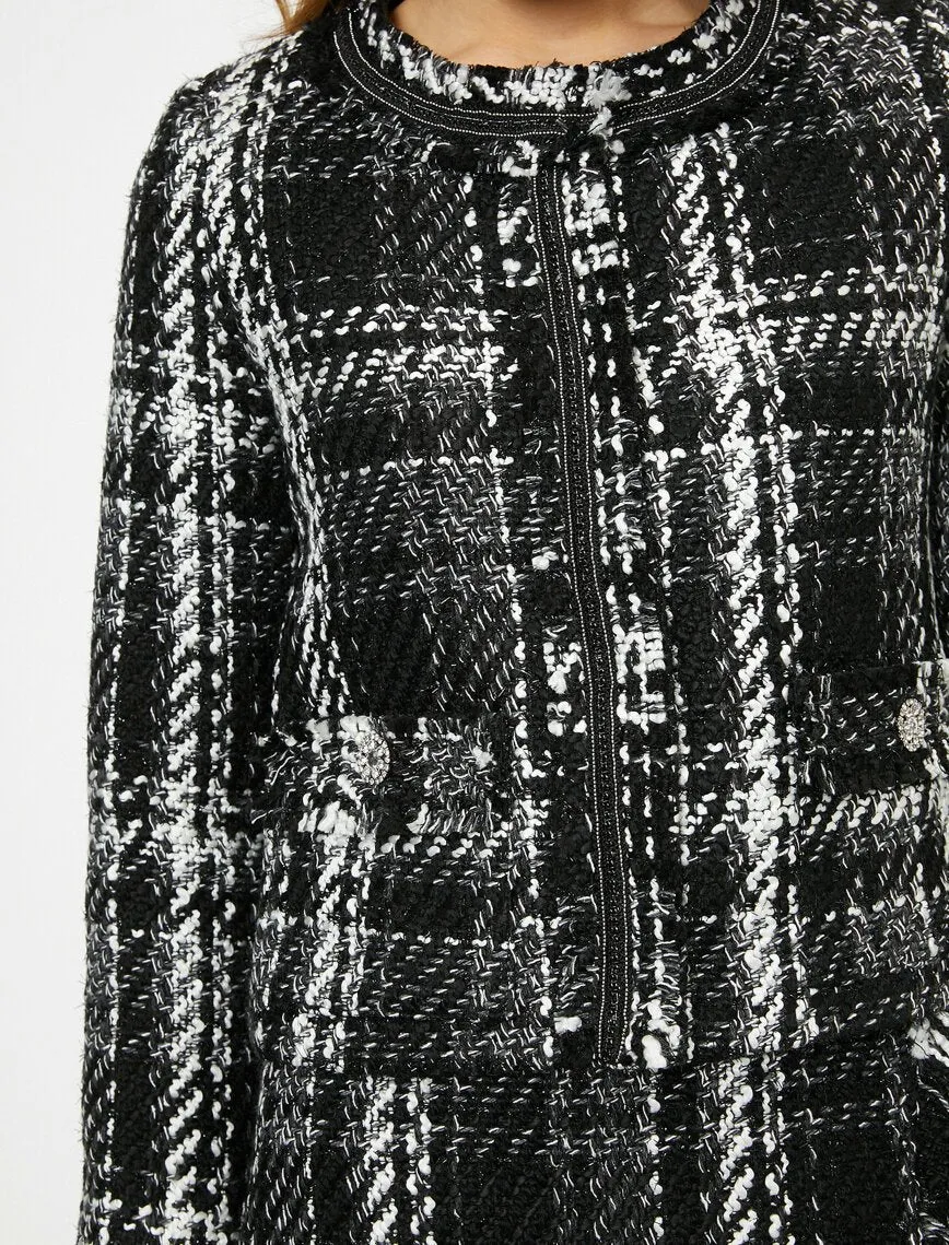 14970 Black Check Crop Jacket