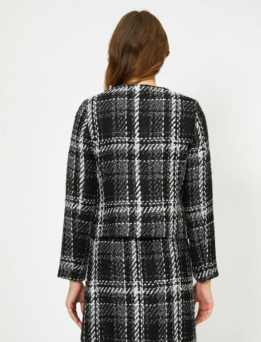 14970 Black Check Crop Jacket