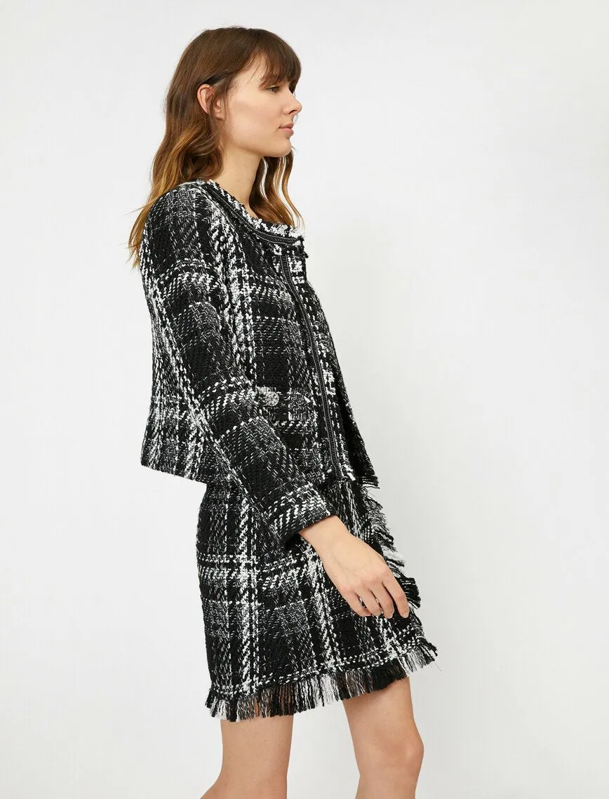 14970 Black Check Crop Jacket