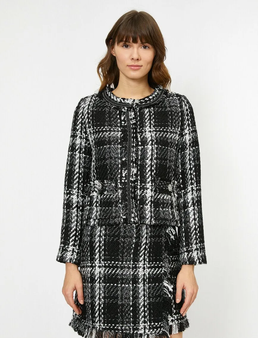 14970 Black Check Crop Jacket