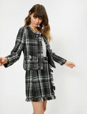 14970 Black Check Crop Jacket