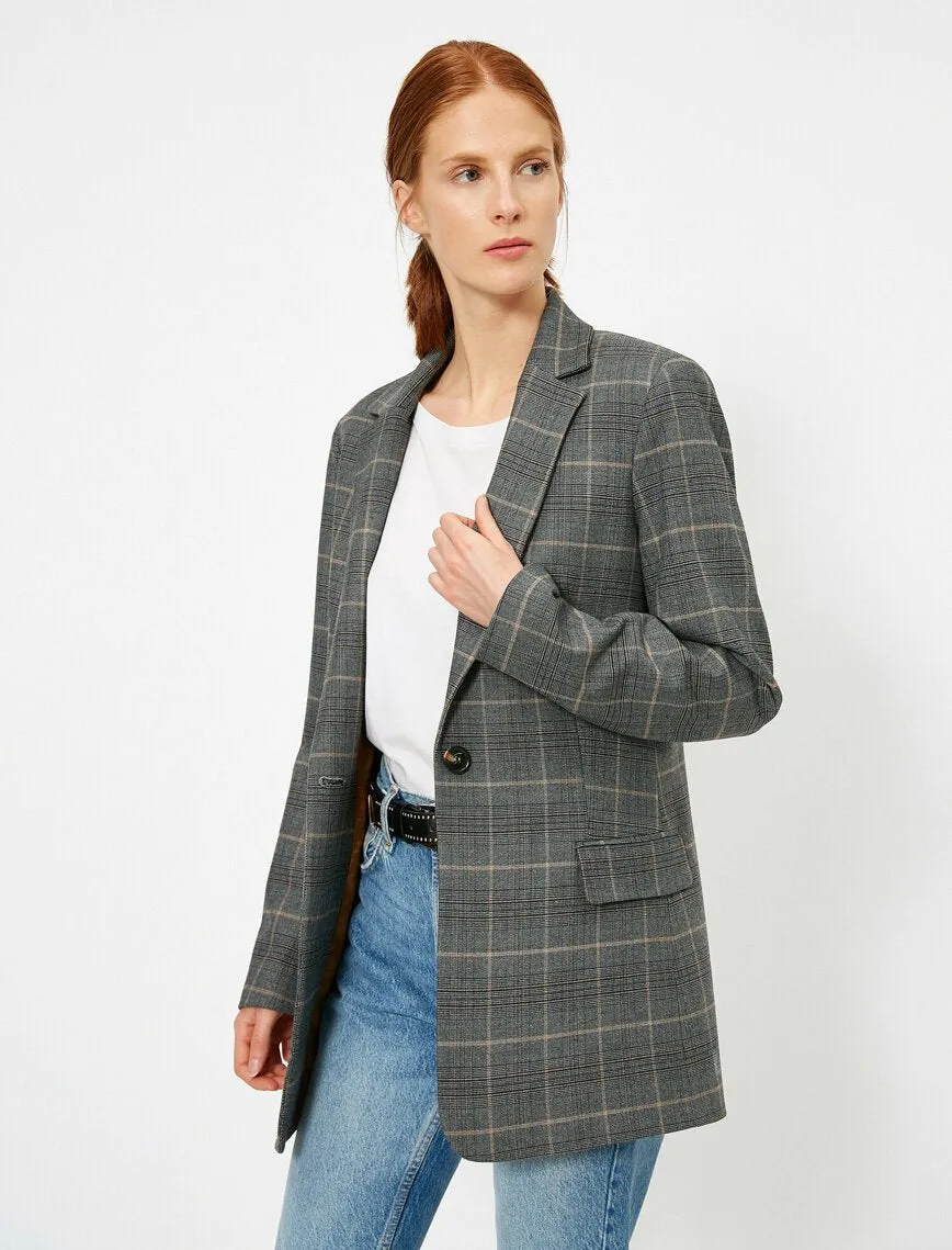 16559 Multi Colour Check Oversized Jacket