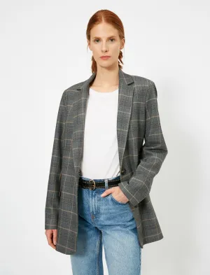 16559 Multi Colour Check Oversized Jacket