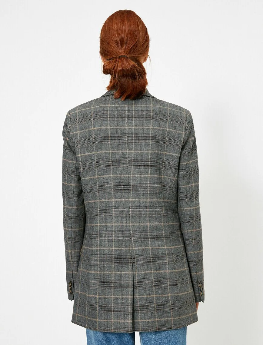 16559 Multi Colour Check Oversized Jacket