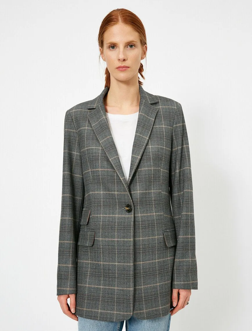 16559 Multi Colour Check Oversized Jacket