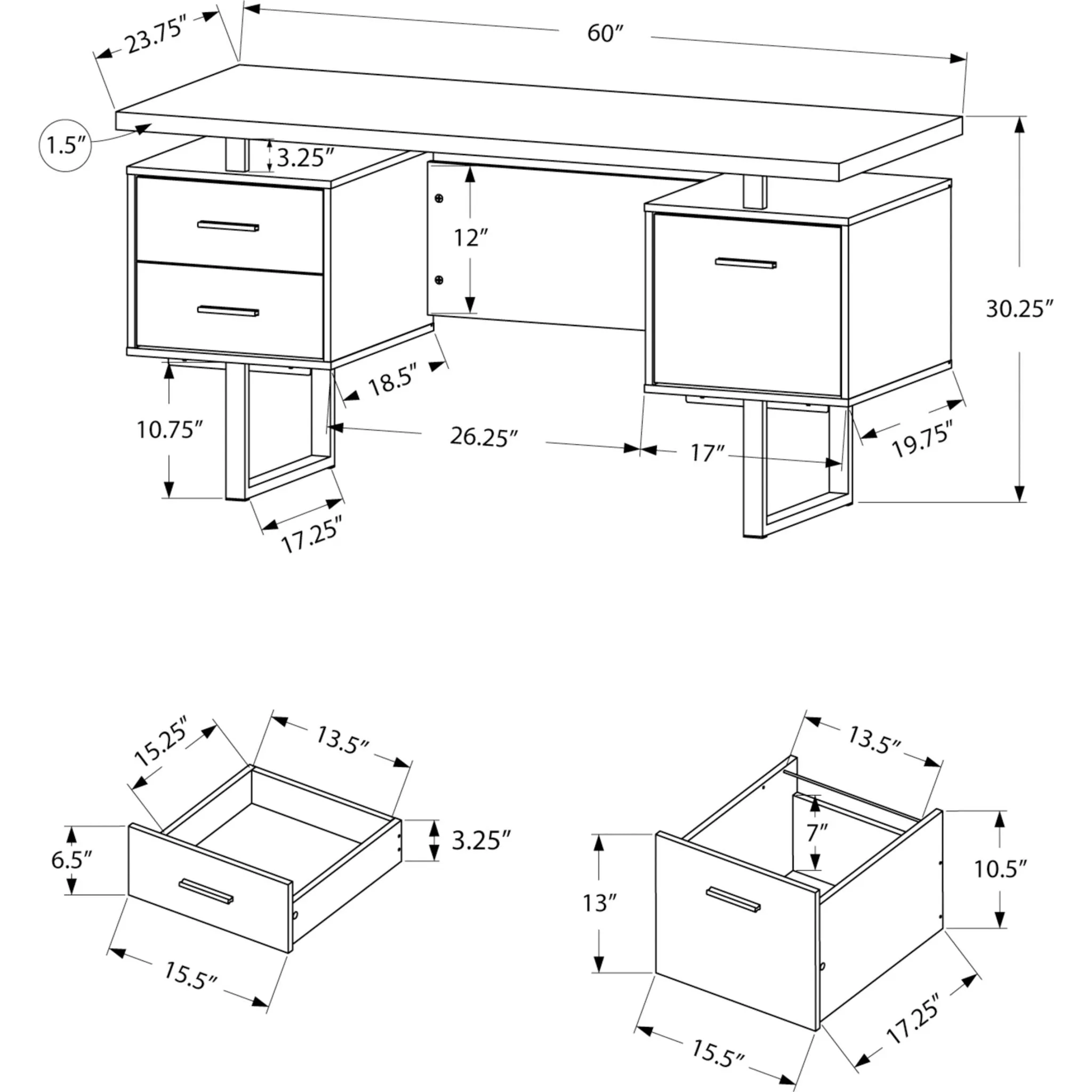 60" Desk - Light Brown