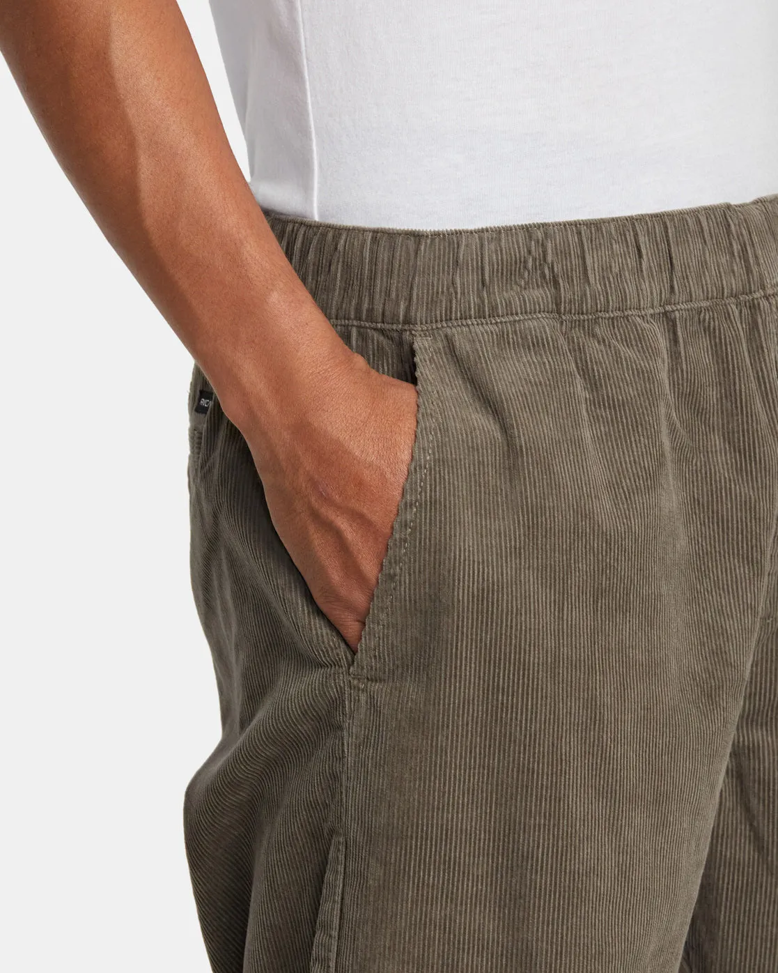 Americana Elastic Waist Cord Pants - Mushroom