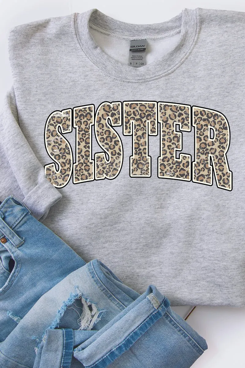 Arched Sister Leopard Heavy-weight Crew Sweatshirt