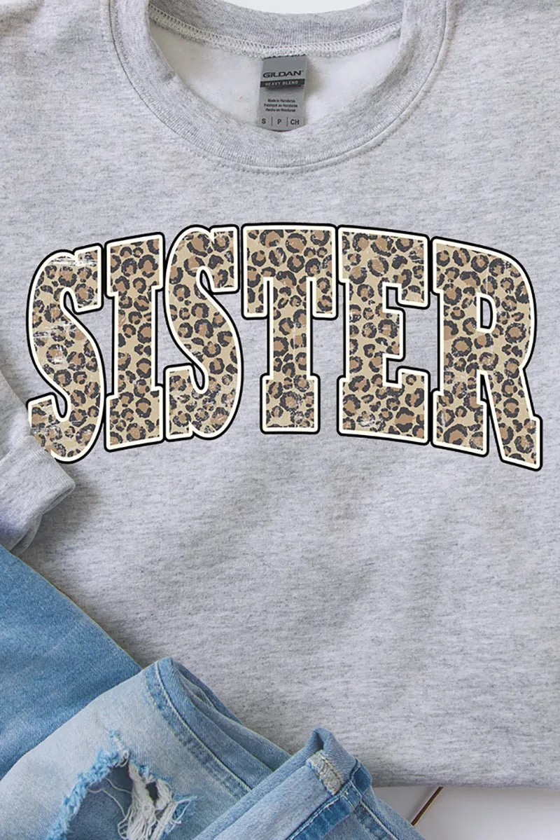 Arched Sister Leopard Heavy-weight Crew Sweatshirt