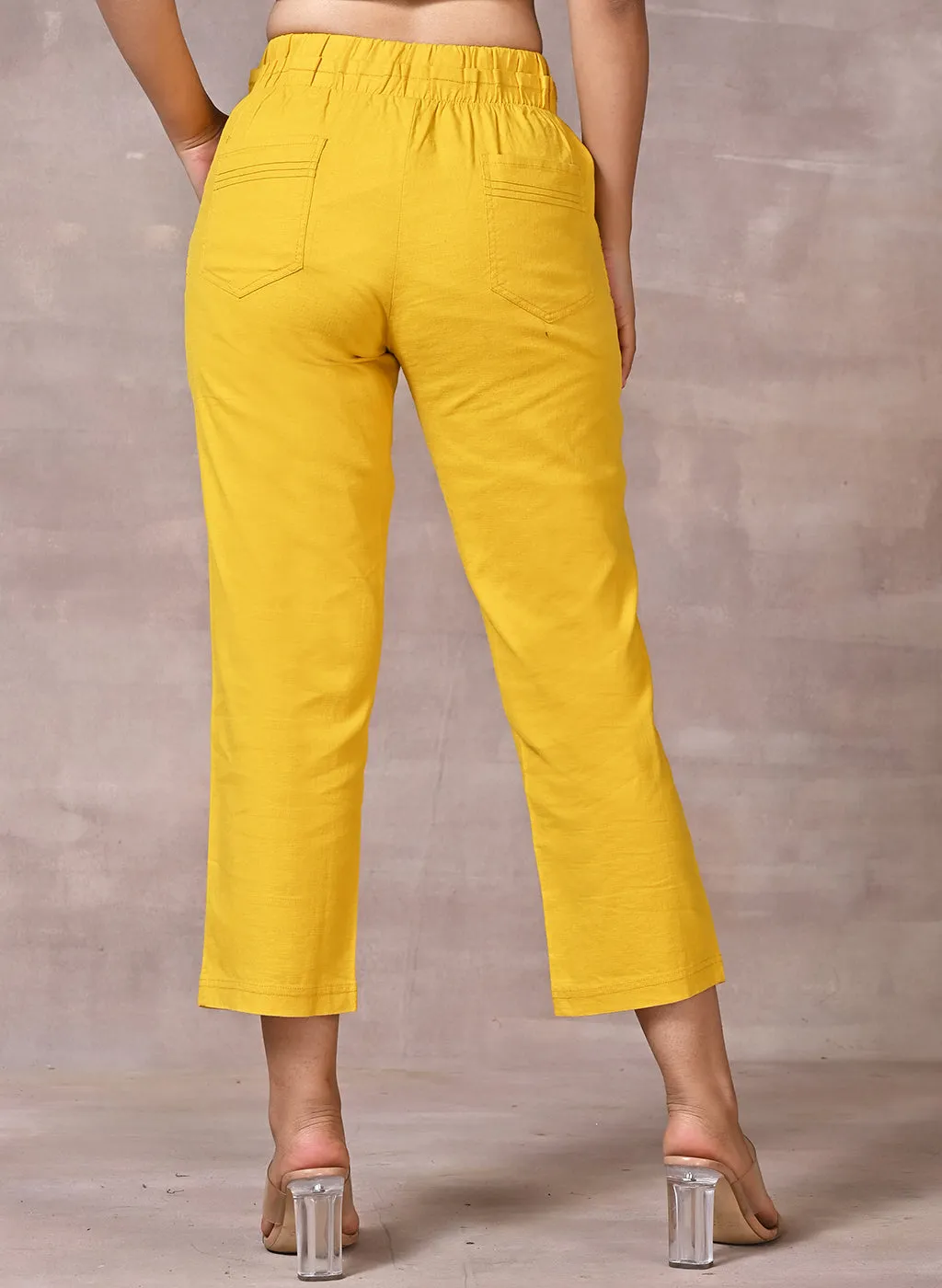 Ayeza Yellow Green Classic Fit Pants for Women