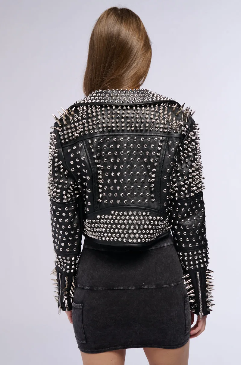 AZALEA WANG ALL OUT LUCIFER STUD MOTO JACKET