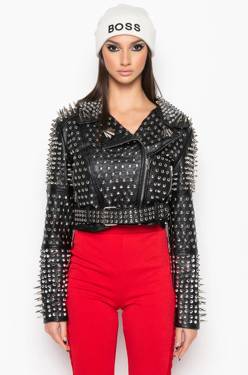 AZALEA WANG ALL OUT LUCIFER STUD MOTO JACKET