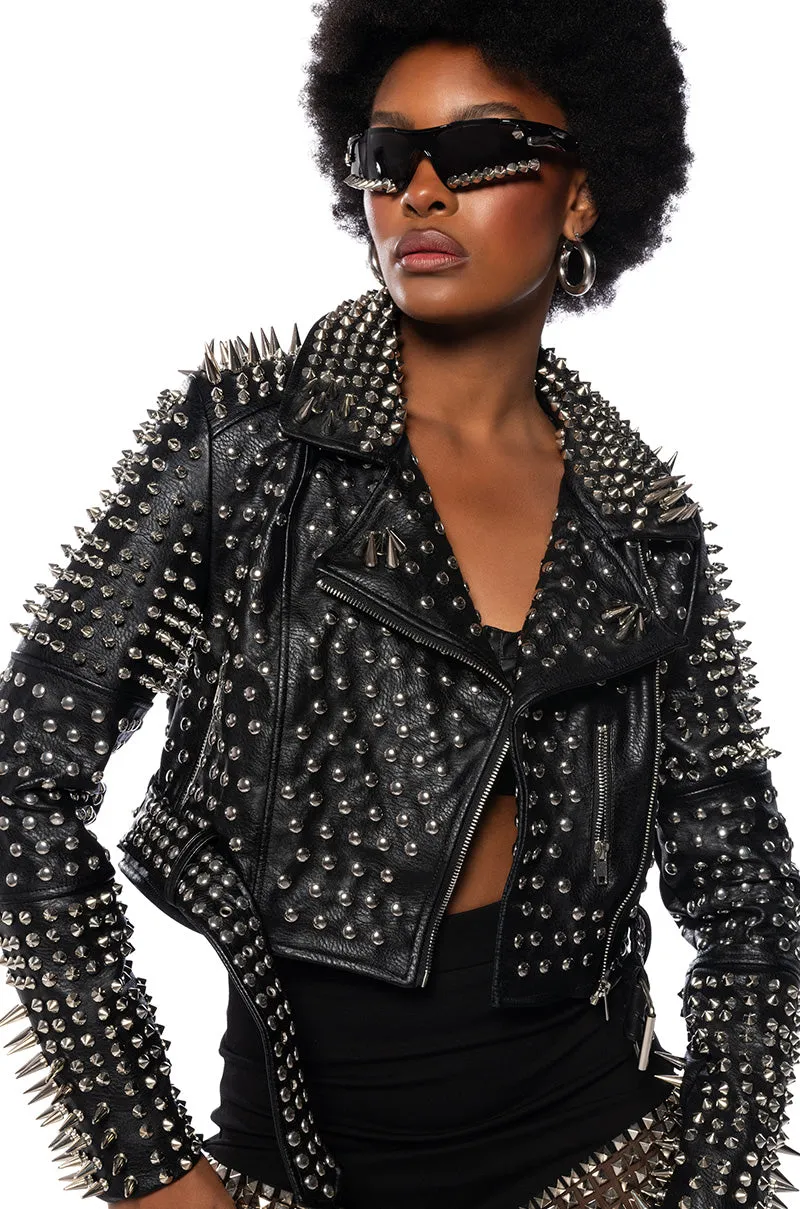 AZALEA WANG ALL OUT LUCIFER STUD MOTO JACKET