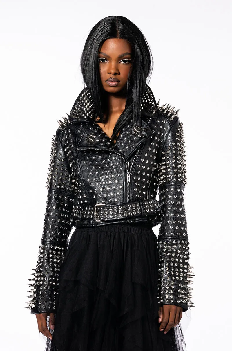 AZALEA WANG ALL OUT LUCIFER STUD MOTO JACKET