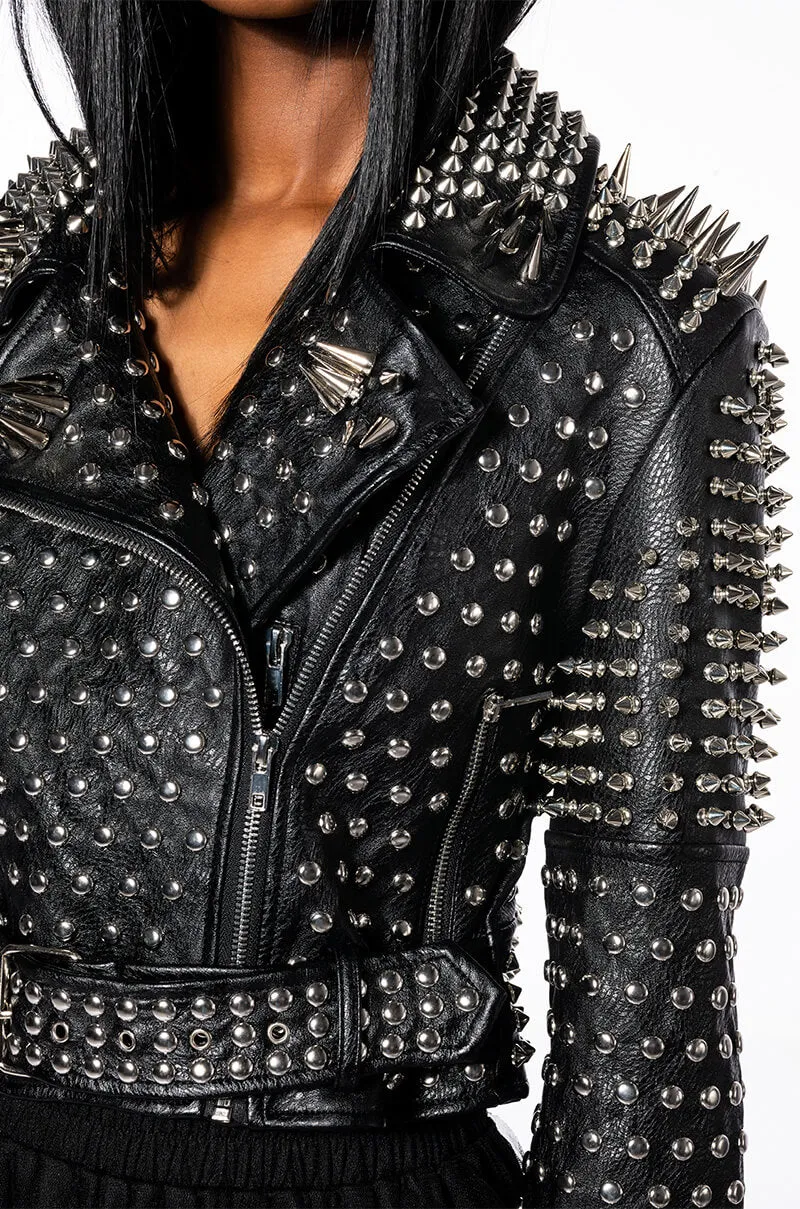 AZALEA WANG ALL OUT LUCIFER STUD MOTO JACKET