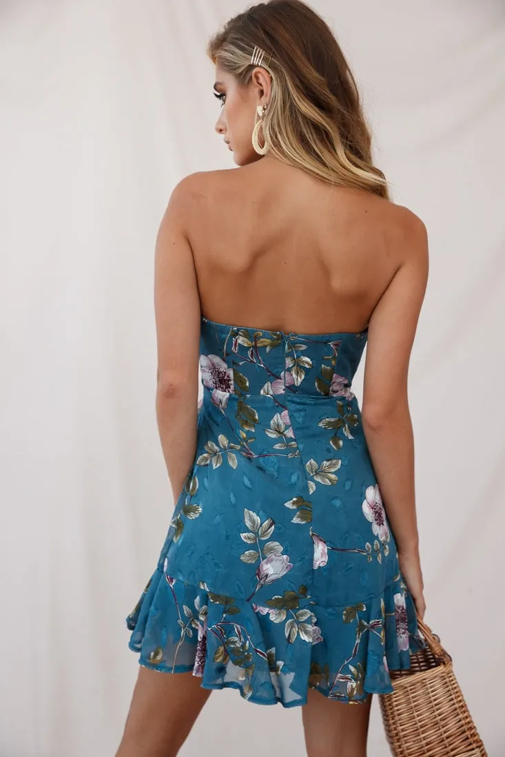 Banksia Bandeau Wrap Dress Floral Print Teal