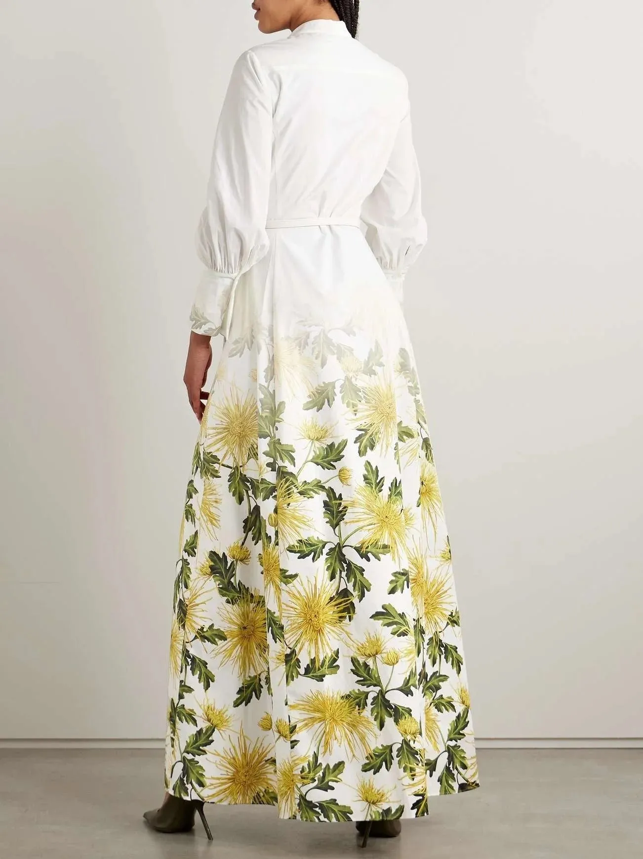 Belted Floral-Print Cotton-Blend Poplin Maxi Dress