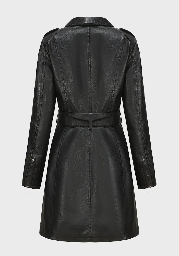 Belted Leather Jacket (Black)