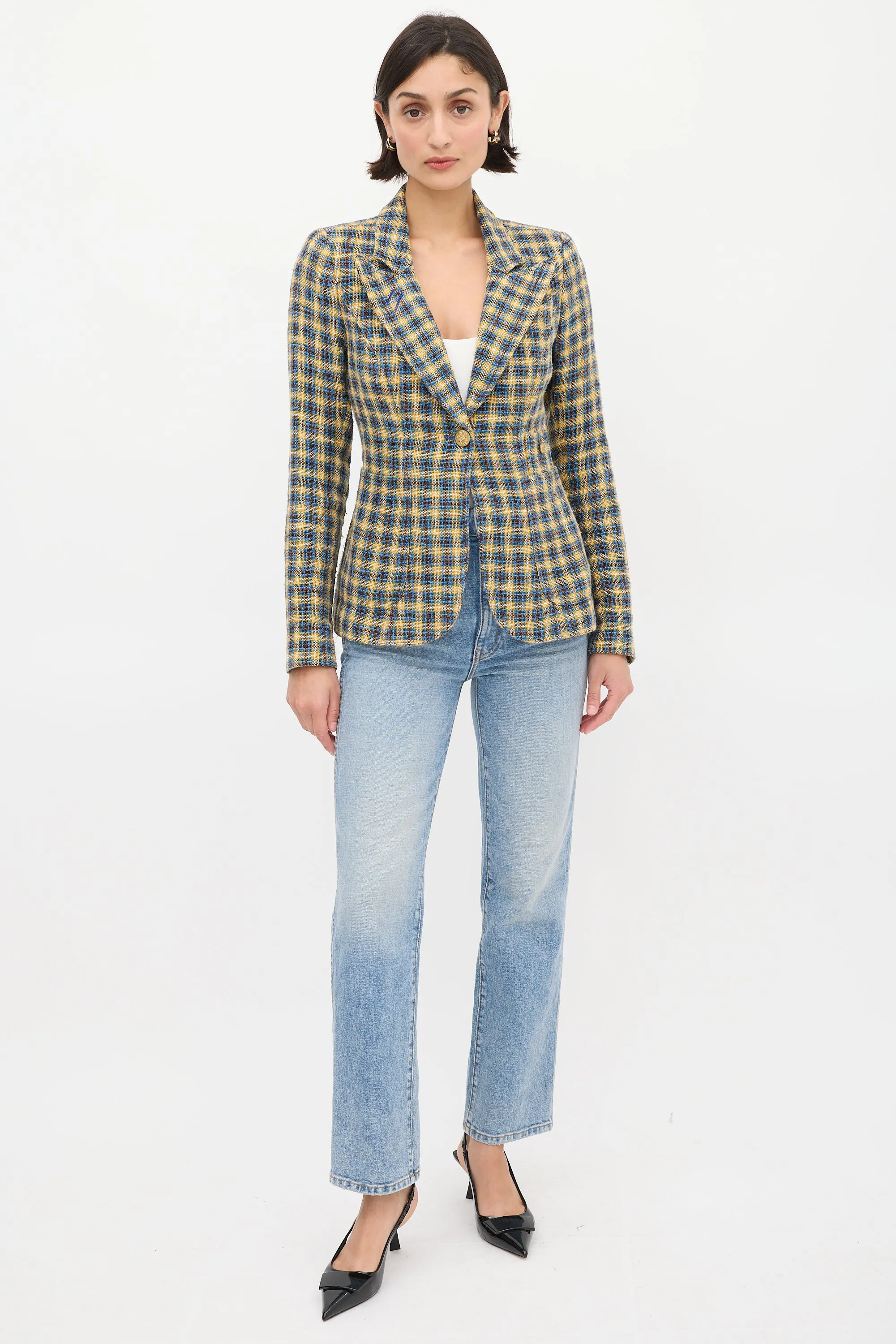 Blue & Yellow Plaid Duchess Blazer