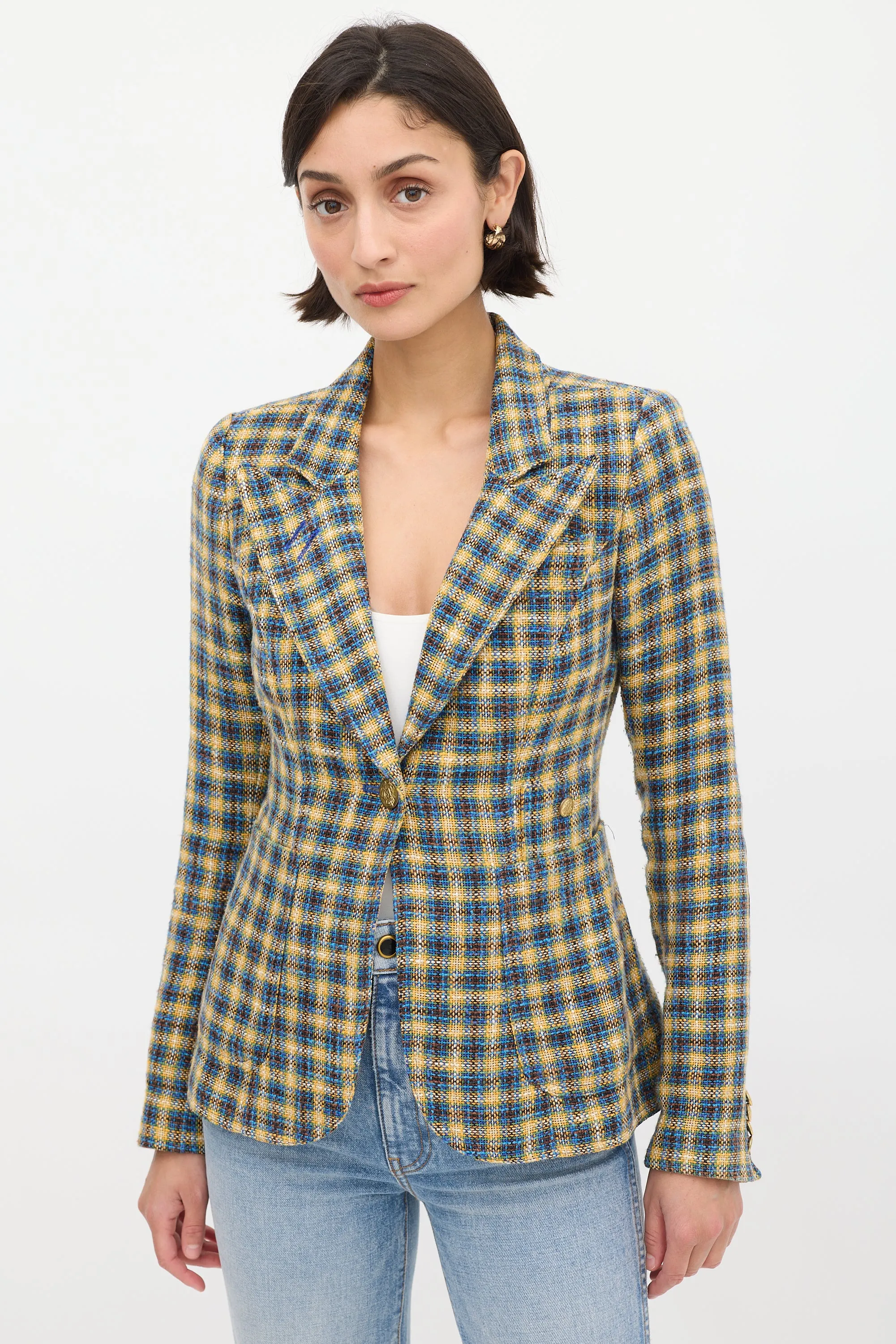 Blue & Yellow Plaid Duchess Blazer