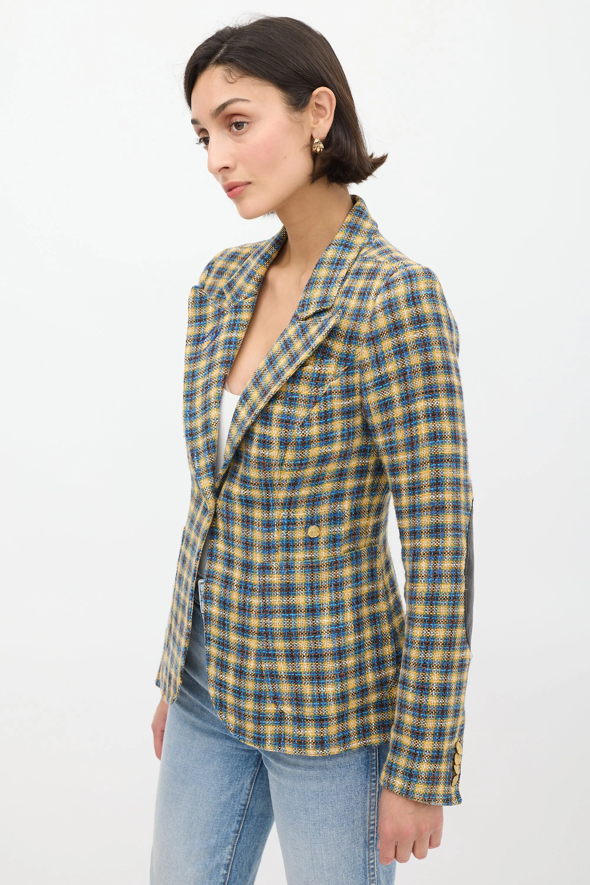 Blue & Yellow Plaid Duchess Blazer