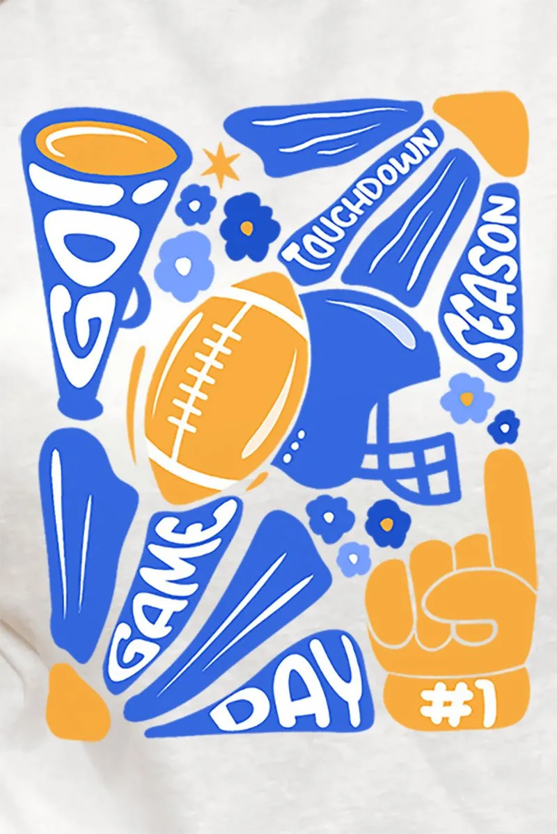 Blue Doodle Touchdown Season Short Sleeve Relaxed Fit T-Shirt