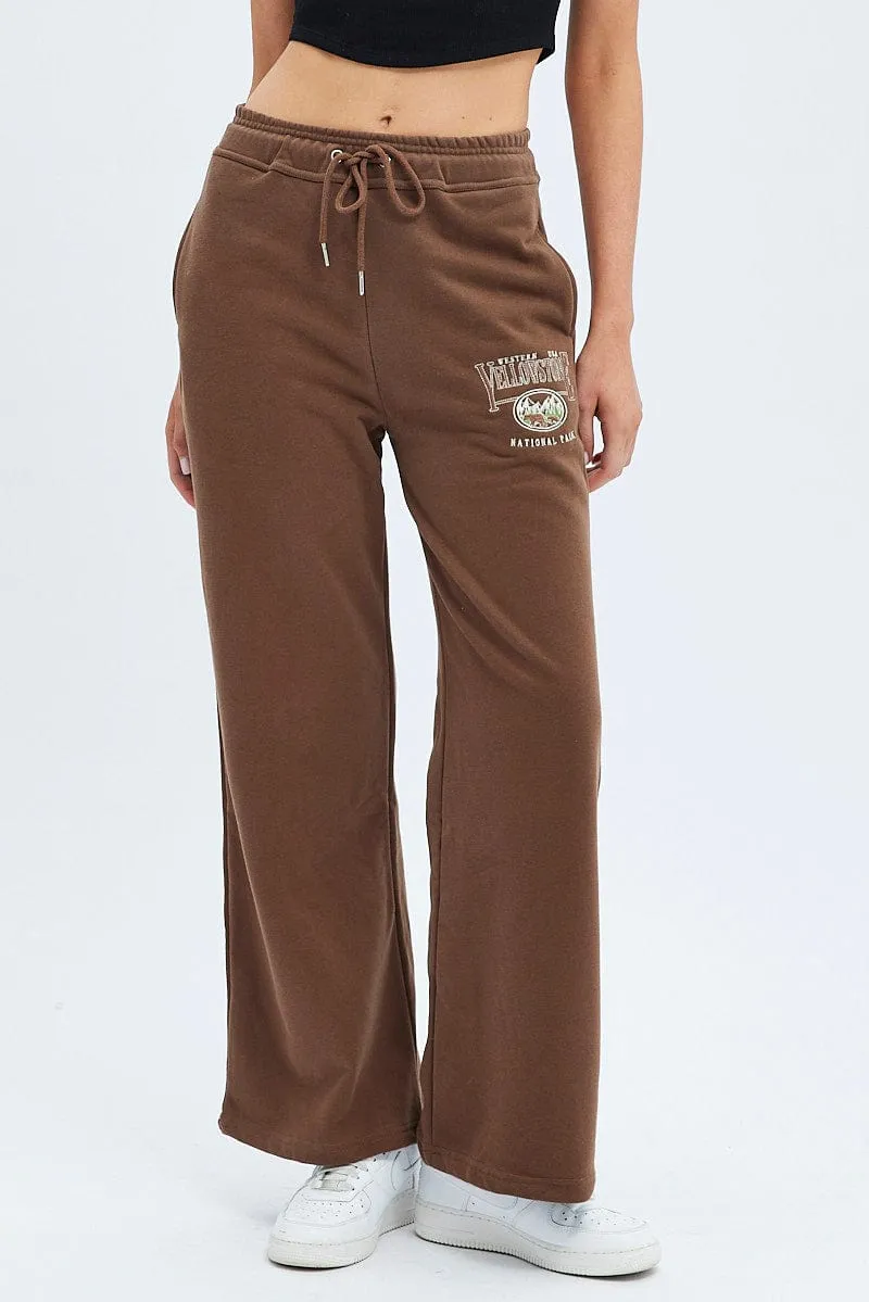 Brown Track Pants Relaxed Fit