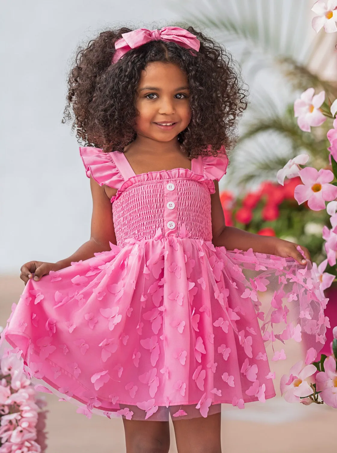 Butterfly Kisses Pink Smocked Dress