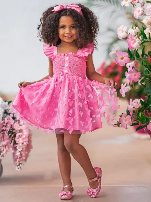 Butterfly Kisses Pink Smocked Dress