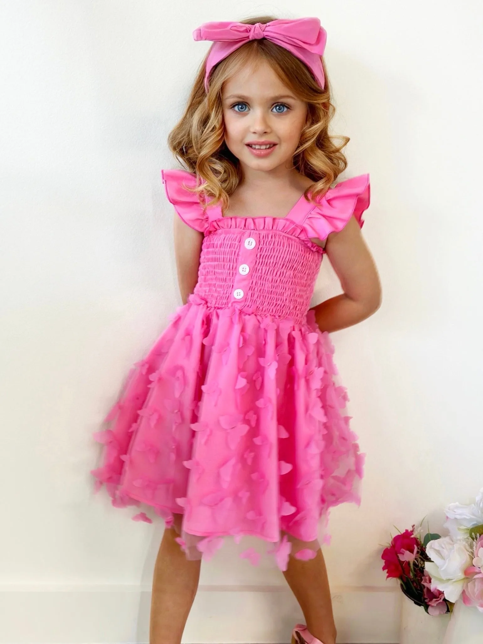 Butterfly Kisses Pink Smocked Dress