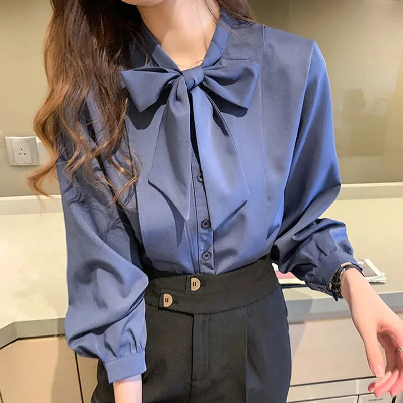 Buttons Office Long Sleeve Chiffon Tops