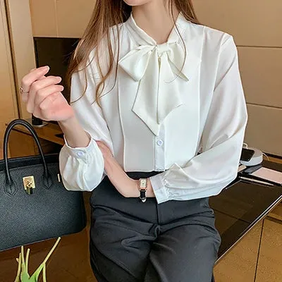 Buttons Office Long Sleeve Chiffon Tops