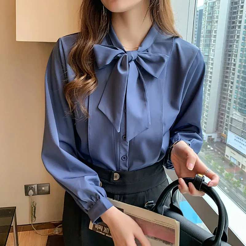 Buttons Office Long Sleeve Chiffon Tops