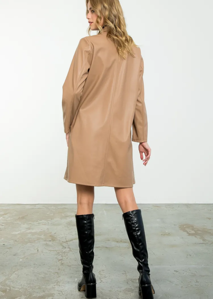 Camilla Leather Coat - Beige