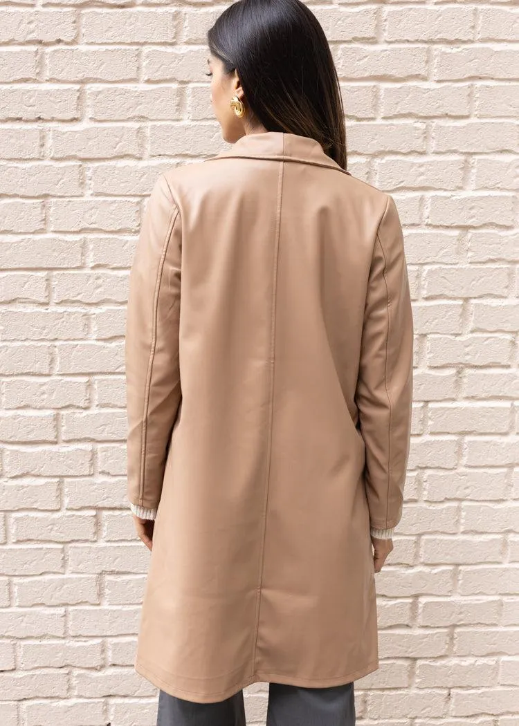 Camilla Leather Coat - Beige