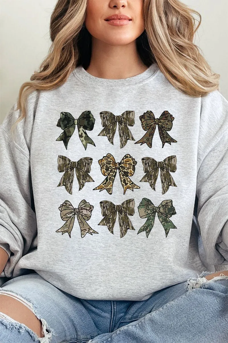 Camo Collage Coquette Bows Heavy-weight Crew Sweatshirt