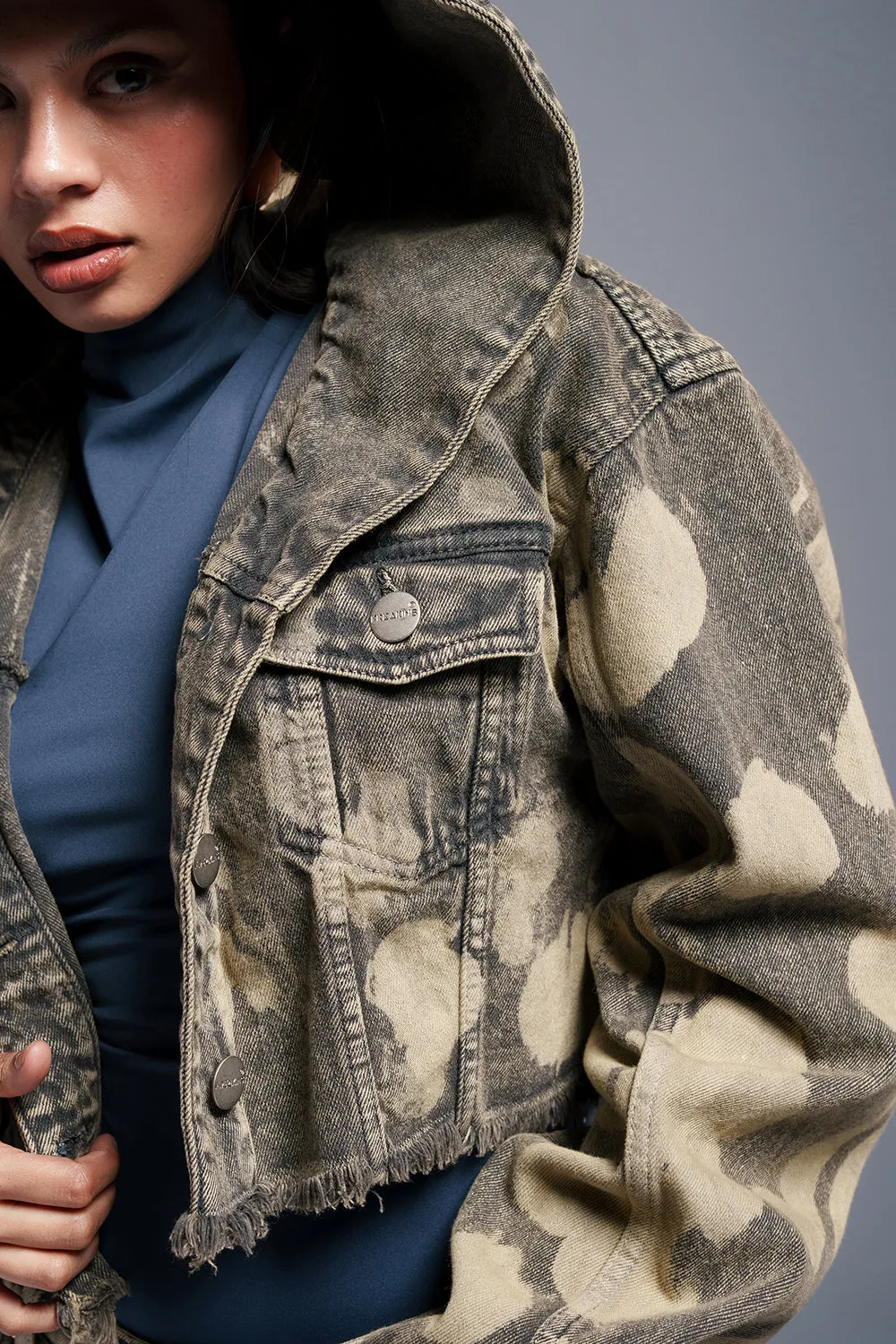 Camoclipse Cropped Denim Jacket