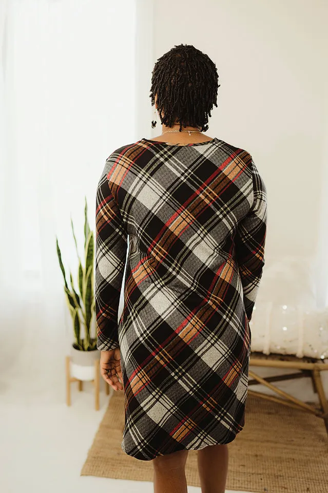 Casual Plaid Knit Dress