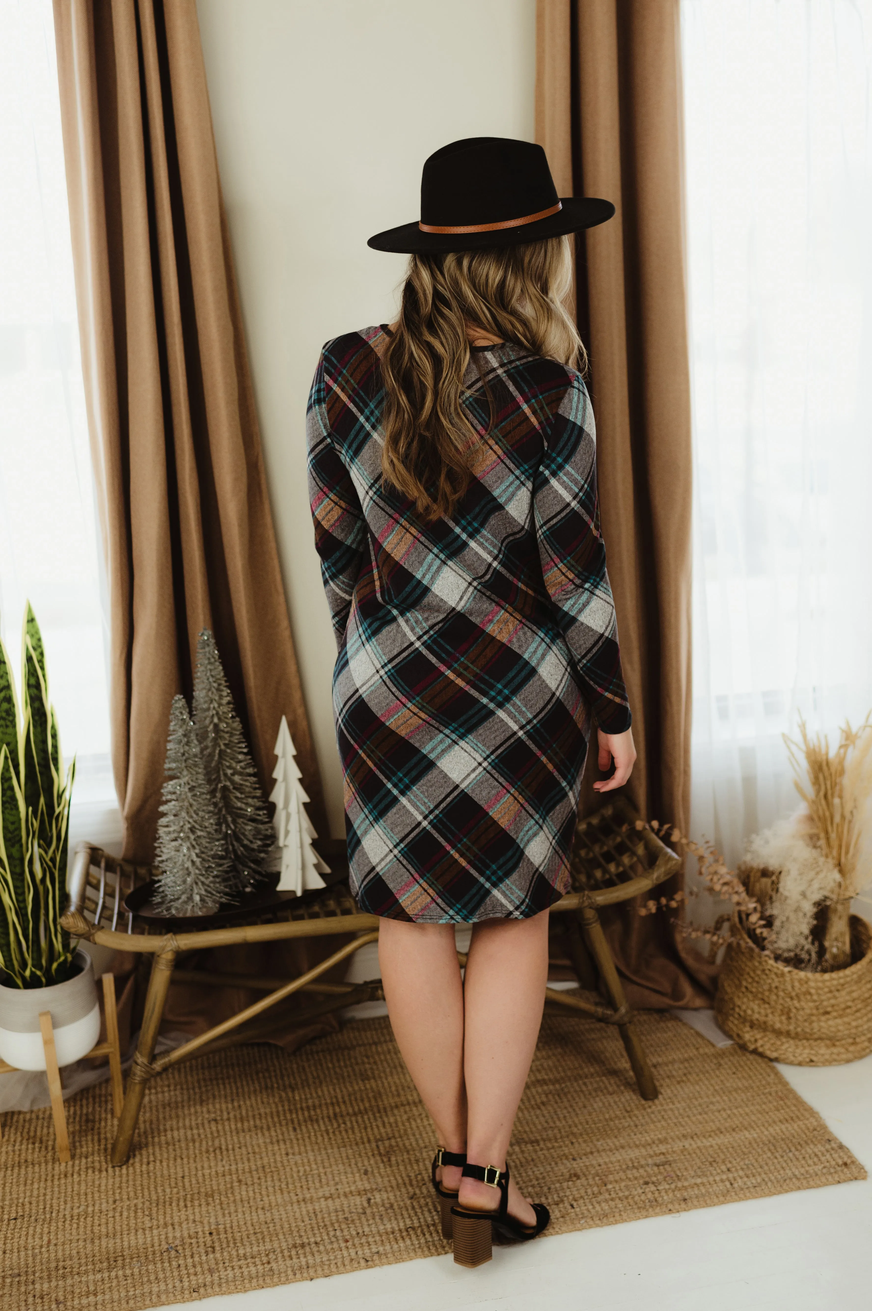 Casual Plaid Knit Dress