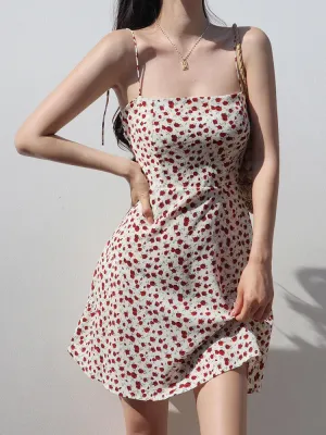 Casual Women Vacation Summer New Suspenders Vintage 2024 Beach Short Style Mini Sleeveless Fashion Flower Dress Dress