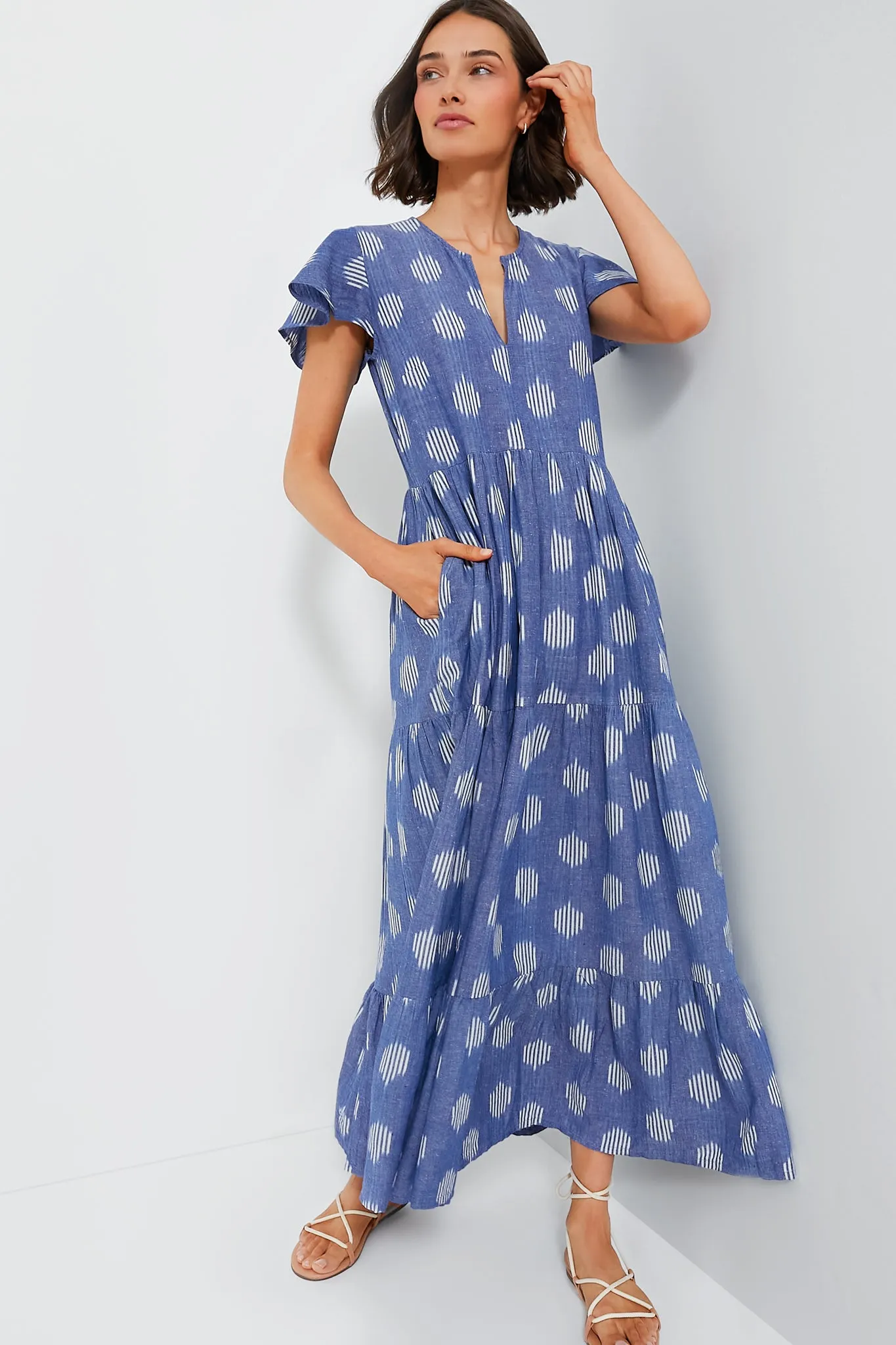 Chatham Blue V-Neck Maxi Dress