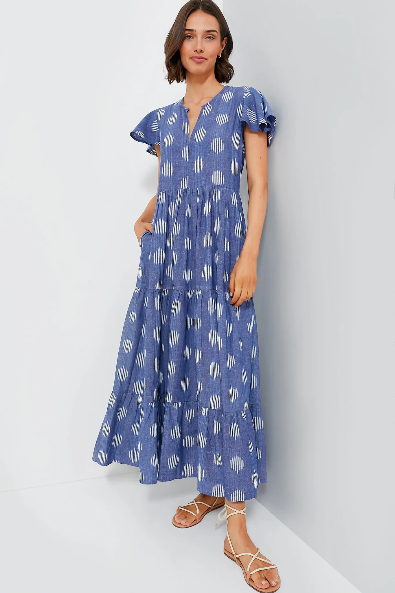 Chatham Blue V-Neck Maxi Dress