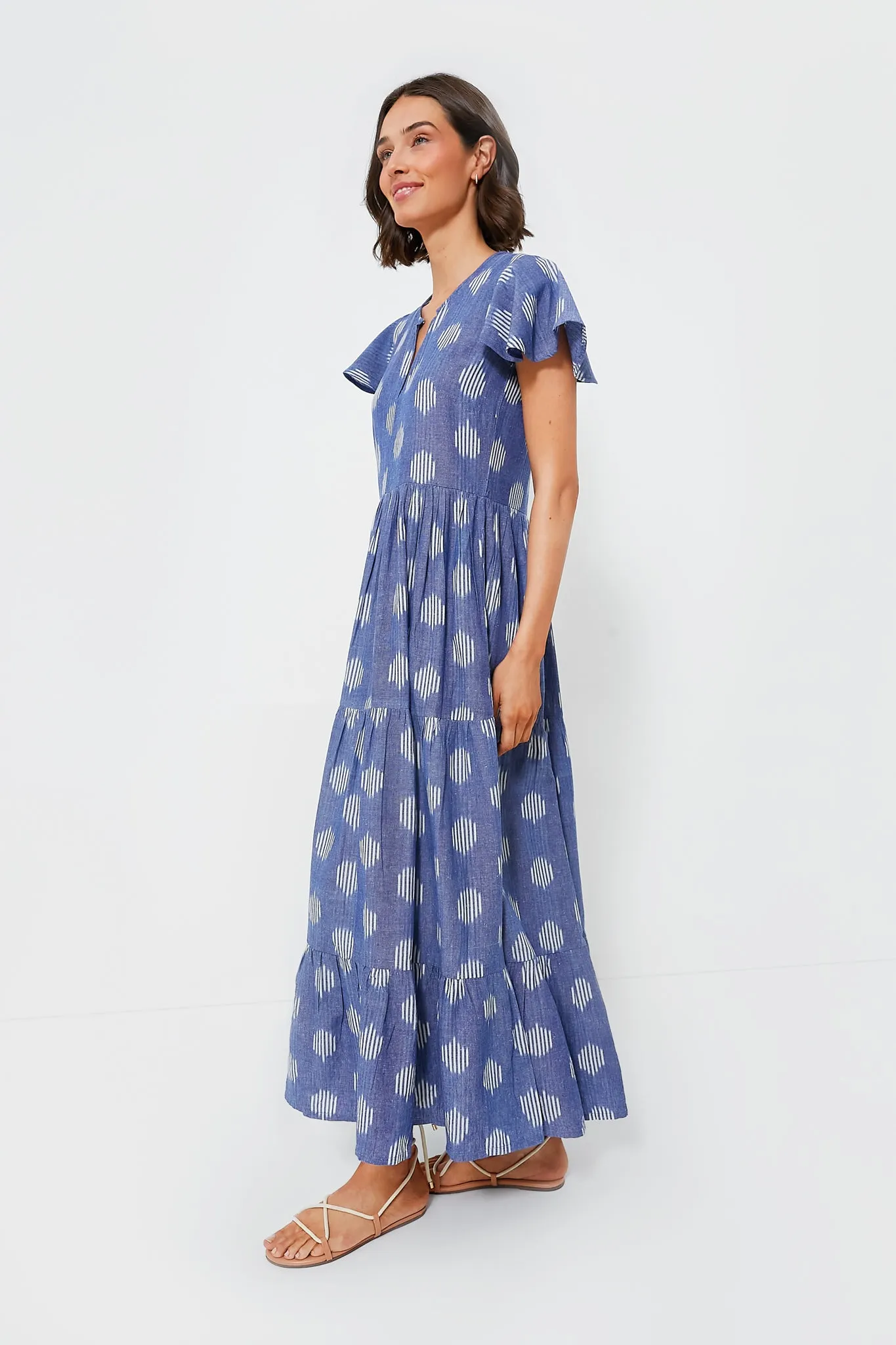 Chatham Blue V-Neck Maxi Dress