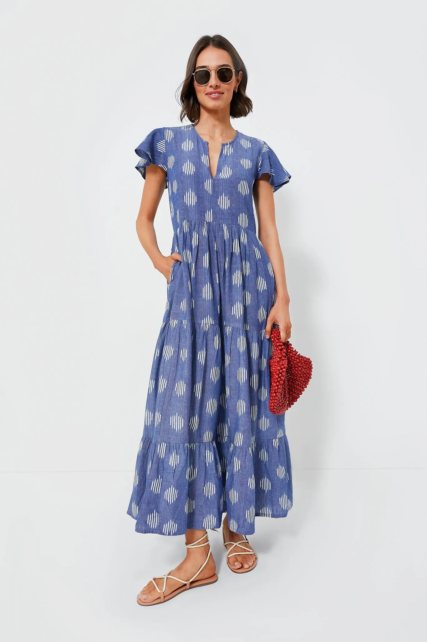 Chatham Blue V-Neck Maxi Dress