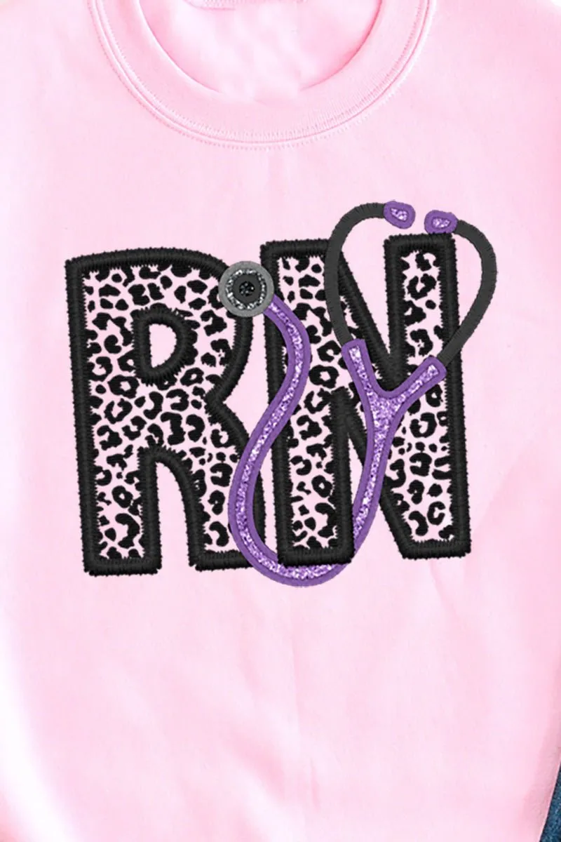 Cheetah RN Faux Embroidery Heavy-weight Crew Sweatshirt