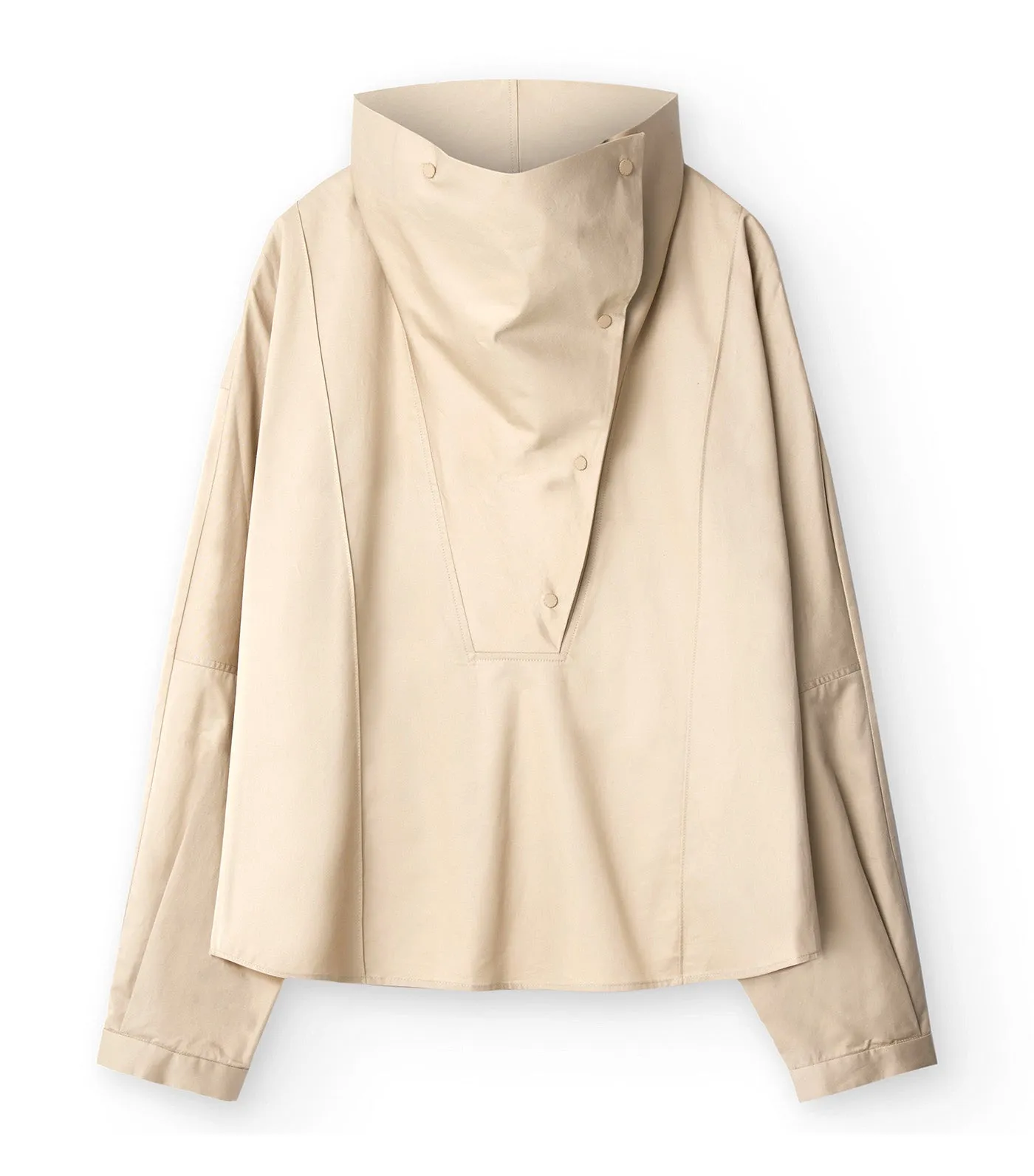 Chimney Neck Cotton Shirt Beige