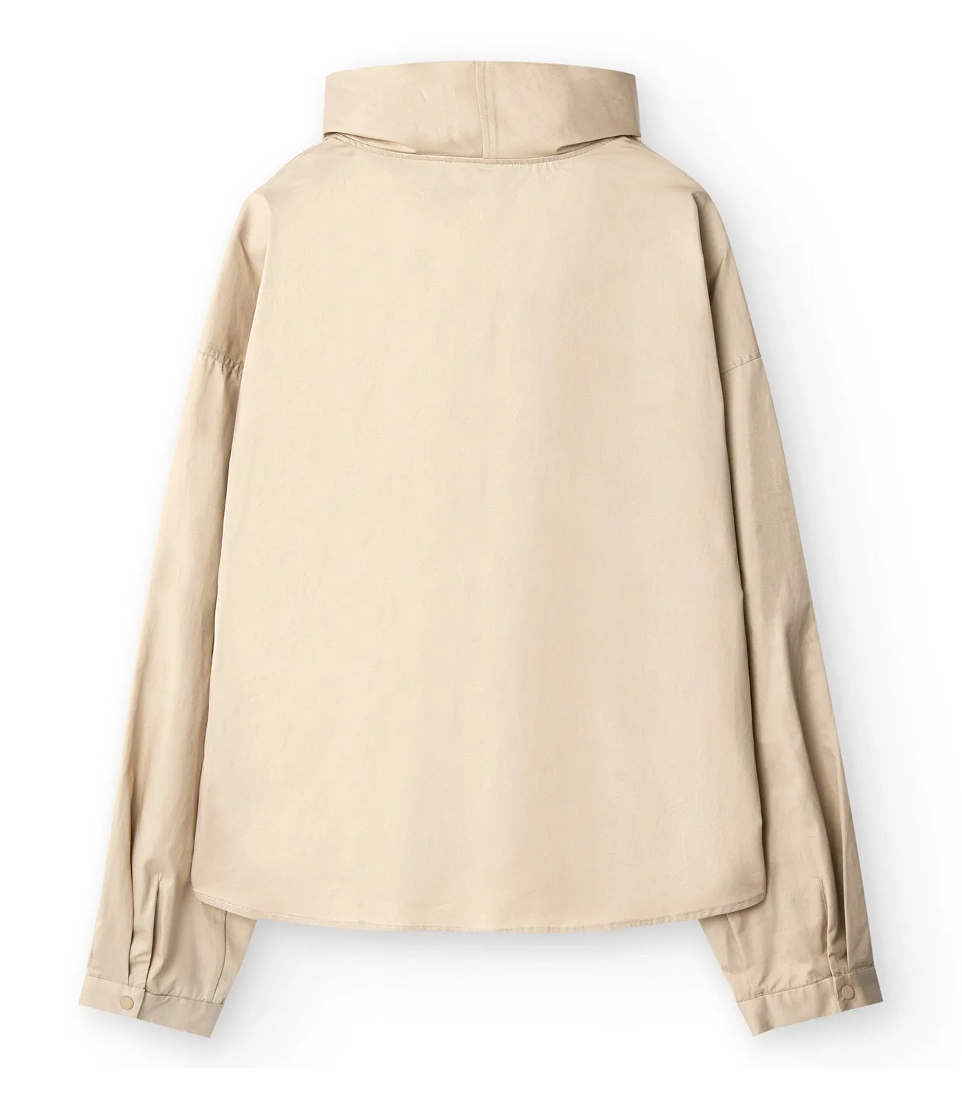 Chimney Neck Cotton Shirt Beige